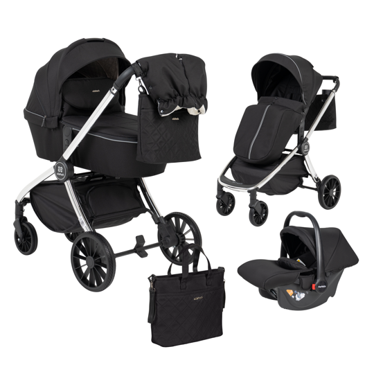 Коляска Farfello Baby Shell 3 в 1 / 2024 Black-Silver Chrome BBS-007