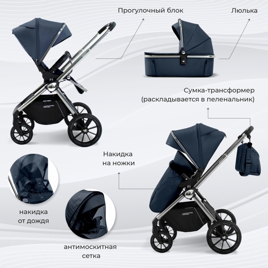 Коляска Sweet Baby Vento 2 в 1 / Silver Blue