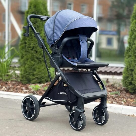 Прогулочная коляска LuxMom 740 реверсивный блок + рюкзак / Синяя