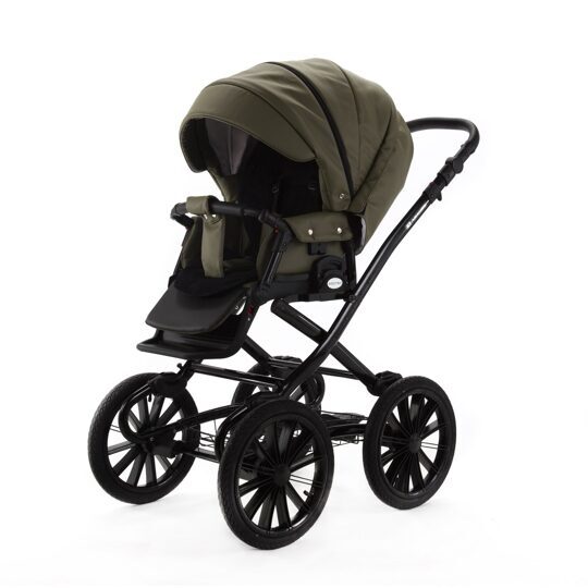 Коляска Adamex Chantal Retro Eco (Deluxe) 2 в 1 100% экокожа SA21 ХАКИ