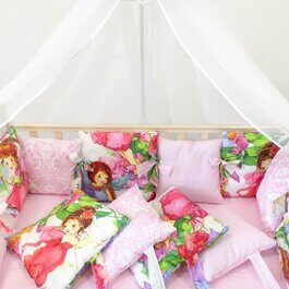 Комплект в кроватку Подушками Лесная Фея-Полоски роз 08.30 (18 предметов)