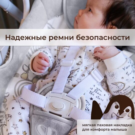 Электрокачели  2 в 1 Sweet Baby Lila / Pinguino Grigio