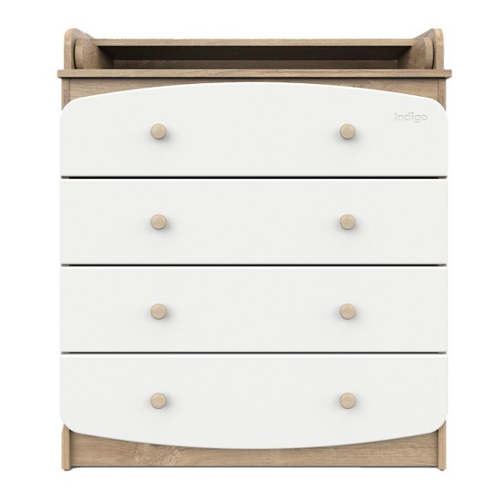 Пеленальный комод Indigo Classic 800/4 МДФ, ЛДСП / дуб канзас-белый