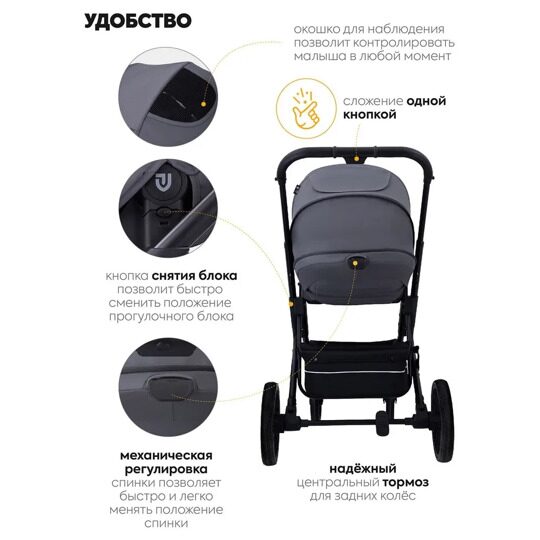 Коляска Jovola Solty E35  3 в 1 / графит