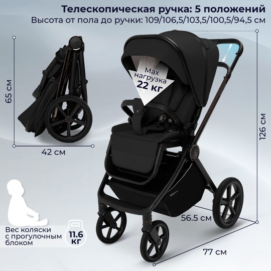 Коляска SBL Elegante Therma 2 в 1 / Black