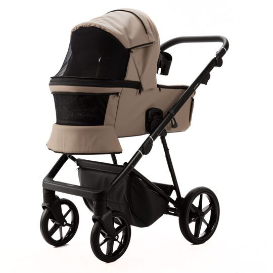 Коляска Adamex Vasco Deluxe 3 в 1 / V-SA9 Темно-бежевая Экокожа