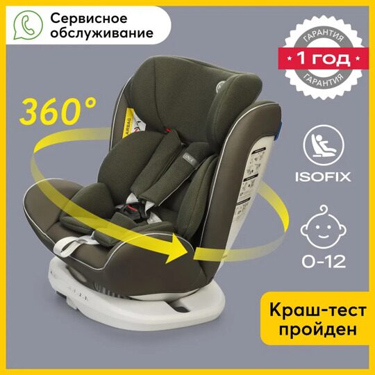 Автокресло Happy Baby UNIX isofix (0-36 кг) / dark green