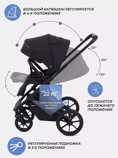 Коляска Rant Basic Nexus 3 в 1 RA106 / 2025 Midnight Black