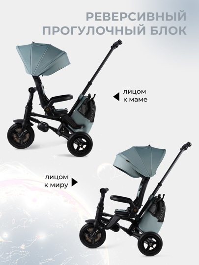 Складной трехколесный велосипед Qplay S702 RIDER MAX / Mint (Oxford Graphite)