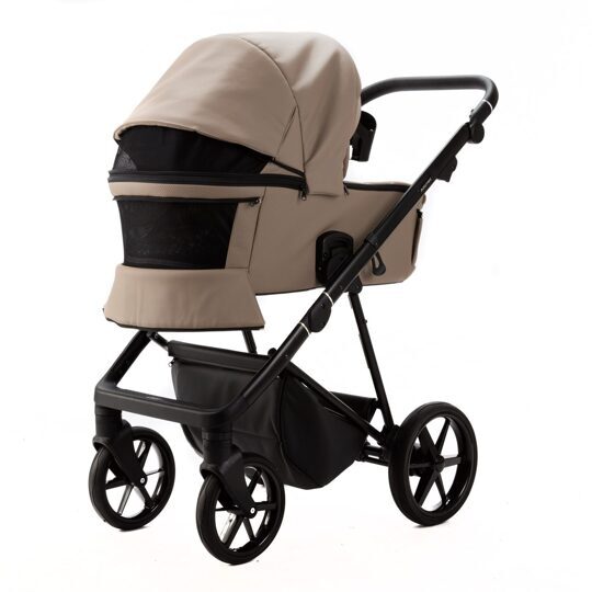 Коляска Adamex Vasco Deluxe 3 в 1 / V-SA9 Темно-бежевая Экокожа