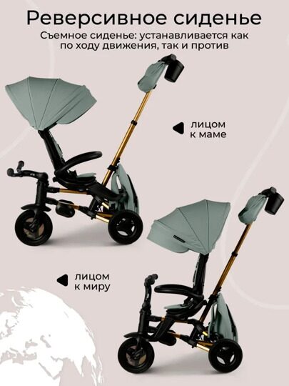 Велосипед трехколесный складной Qplay S700-17 SPRINTER SL / Mint (Rub/Gold)