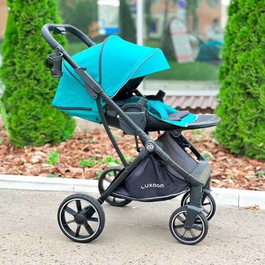 Прогулочная коляска LuxMom 740 реверсивный блок + рюкзак / Изумрудная