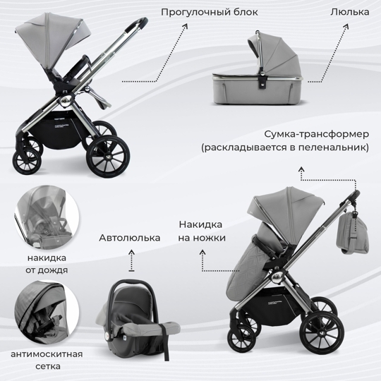 Коляска Sweet Baby Vento 3 в 1 / Silver Grey