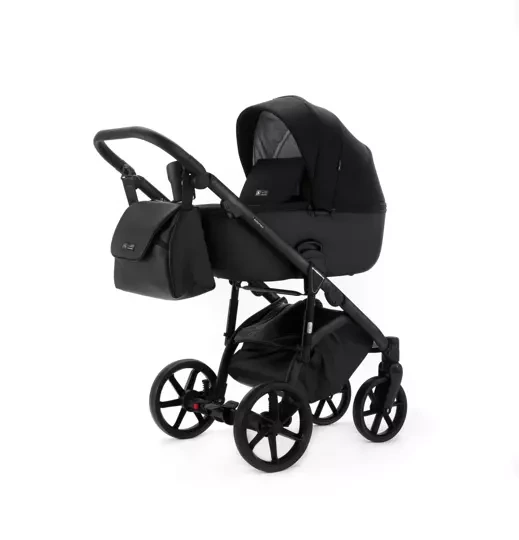Коляска Adamex NOLA Natura 2 в 1 / CARBON-11 Черная ткань, черная экокожа