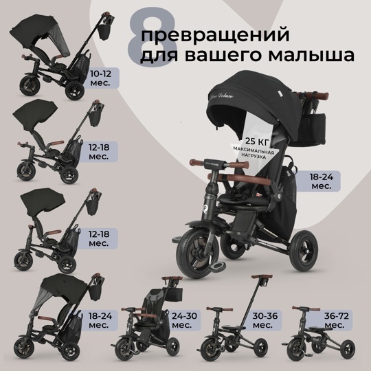 Детский трехколесный велосипед Qplay S702 NOVA DELUXE Black (Lux/Black)