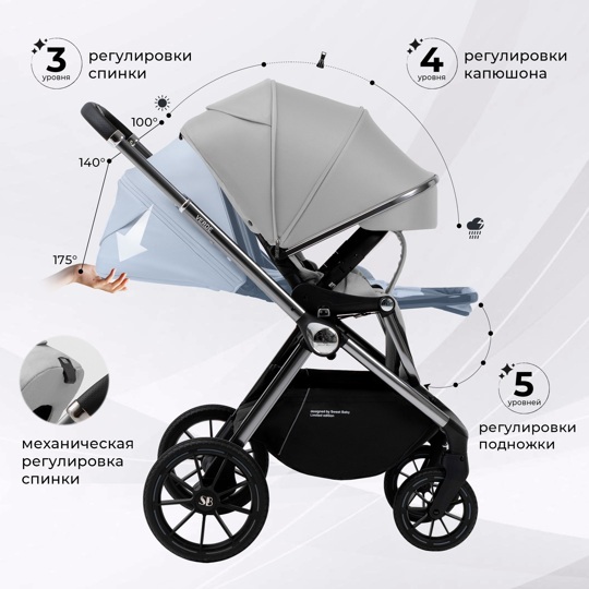 Коляска Sweet Baby Verde 3 в 1 / Silver Grey