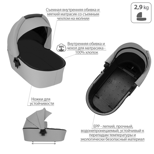 Коляска Bebetto FLAVIO PRO 3 в 1 / 06 (черная кожа)