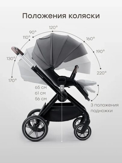 Коляска Happy Baby KIDLANDER 2 в 1 /  dark grey