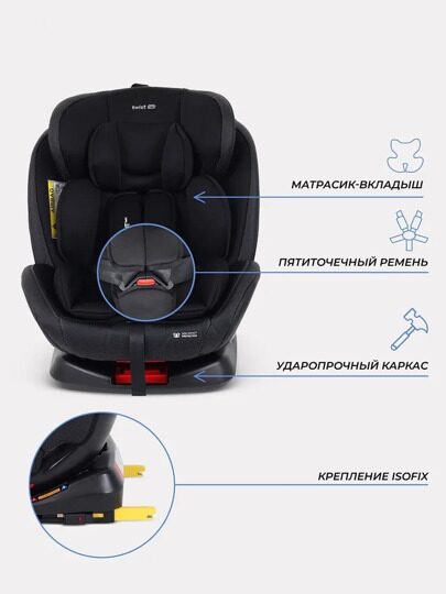 Автокресло Rant Basic TWIST PRO isofix 0/1/2/3 (0-36 кг) / YC06 Black