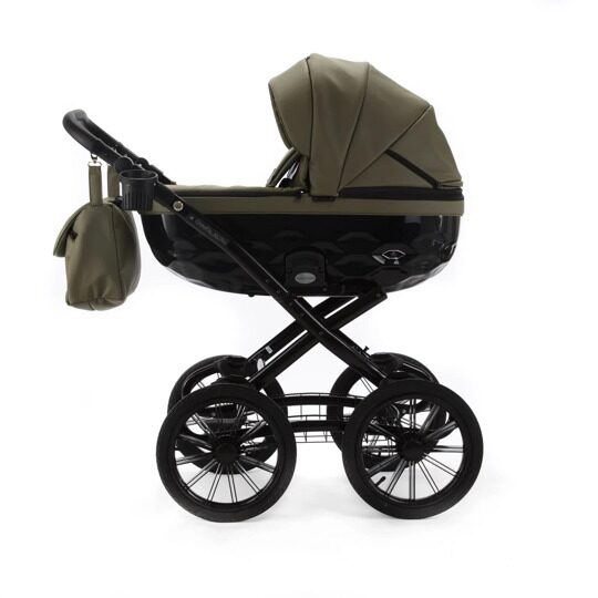 Коляска Adamex Chantal Retro Eco (Deluxe) 2 в 1 100% экокожа SA21 ХАКИ
