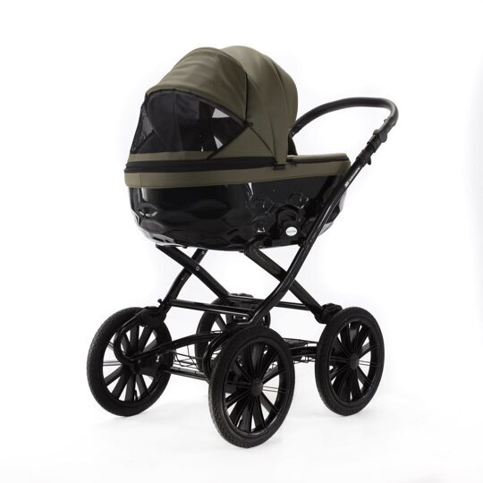 Коляска Adamex Chantal Retro Eco (Deluxe) 2 в 1 100% экокожа SA21 ХАКИ