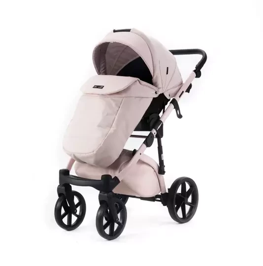 Коляска Adamex NOLA Natura 2 в 1 / ROSE-2 Розовая ткань, розовая экокожа