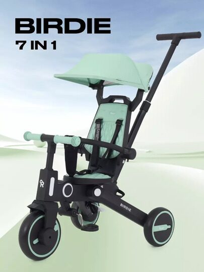 Детский трехколесный велосипед с ручкой Rant Birdie RB202 / Mint