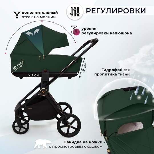 Коляска Sweet Baby Stella Plus Neo 2 в 1 / Green