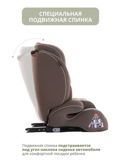 Автокресло Indigo WINNER ISOFIX 1+2+3 (9-36 кг) / YB706B бежевый-коричневый