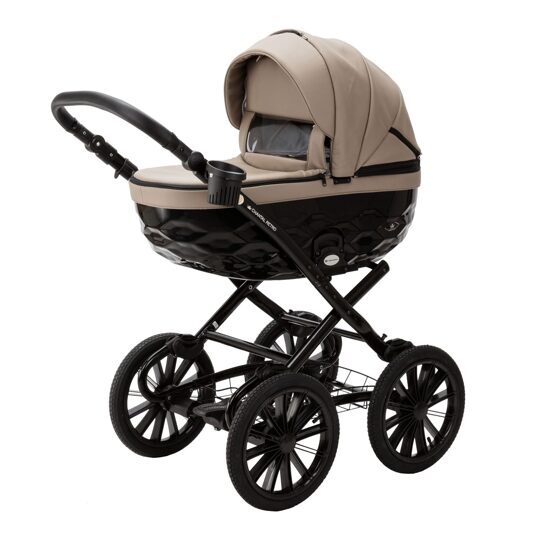 Коляска Adamex Chantal Retro Eco (Deluxe) 2 в 1 / CA9 Т. БЕЖЕВАЯ КОЖА