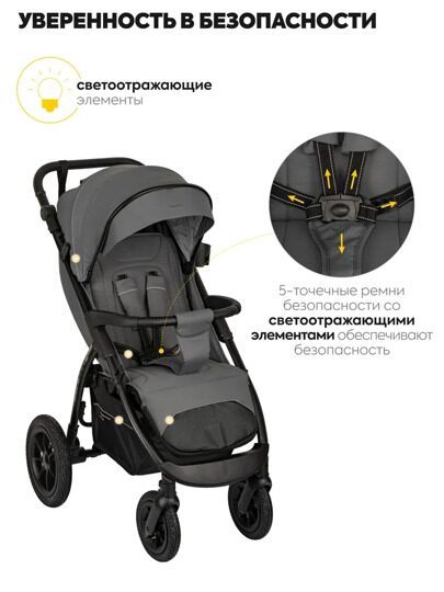 Прогулочная коляска Jovola SELENA Air G1 2025 с сумкой / темно-серый