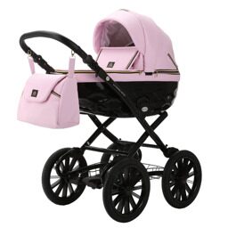Коляска Adamex Chantal Retro Eco (Deluxe) 2 в 1 / C132 розовая экокожа