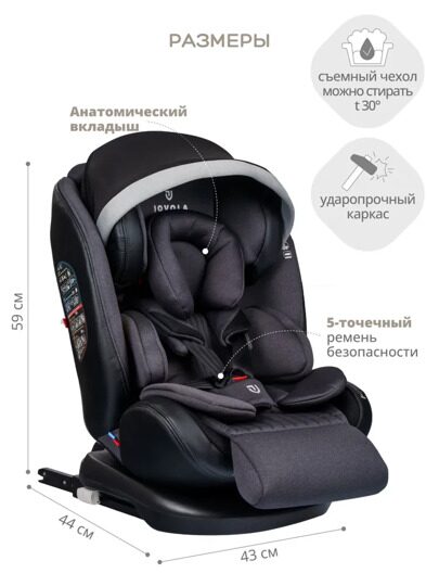 Автокресло Jovola I-Travel Isofix (0-36 кг) / серый