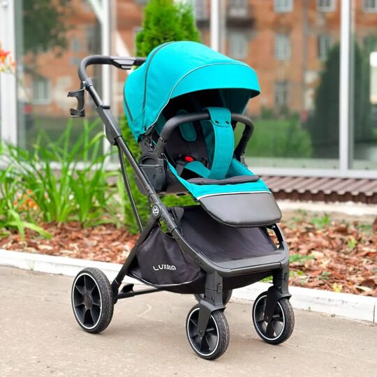 Прогулочная коляска LuxMom 740 реверсивный блок + рюкзак / Изумрудная