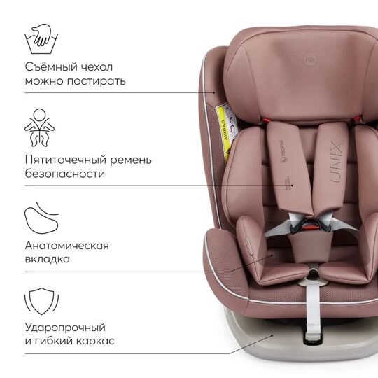 Автокресло Happy Baby UNIX isofix (0-36 кг) / desert pink