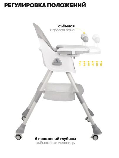 Стульчик для кормления Jovola Jelly S1 6-36 месяцев / светло-серый