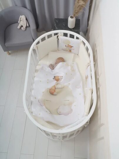 Кроватка VDK Crystal Star 6 в 1 с поперечным маятником и колесами / Белый