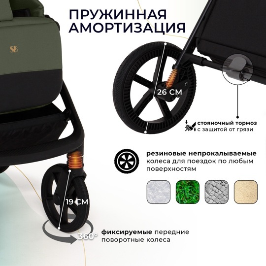 Коляска Sweet Baby Stella Plus Therma 2 в 1 / Green