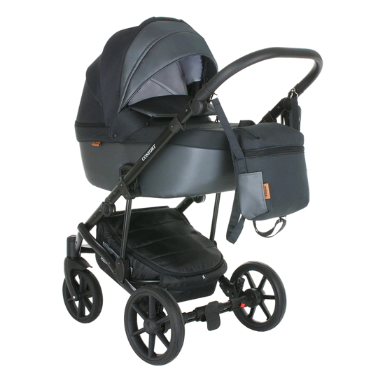 Коляска Pituso CONFORT Plus 2 в 1 Тем.Серый+Кожа Серый металлик