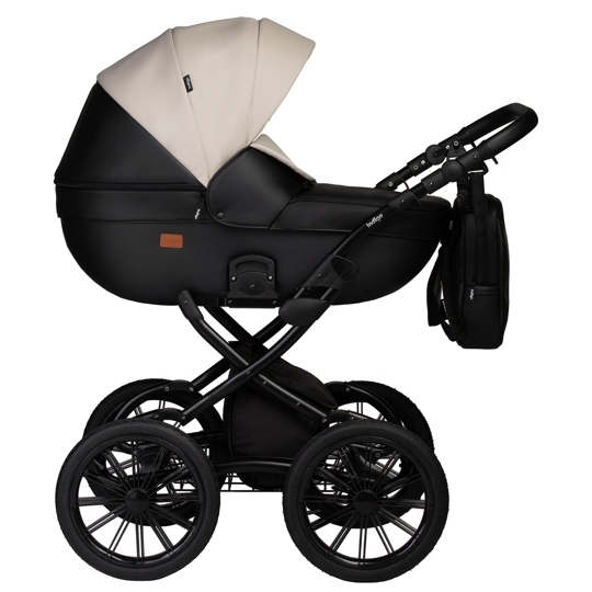 Коляска Indigo MIO ECO Plus 14" 2 в 1 / 04 (черная кожа+св.бежевая кожа)