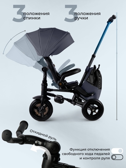 Велосипед трехколесный складной Qplay S702 SPRINTER MAX / Grey (Oxford Graphite)