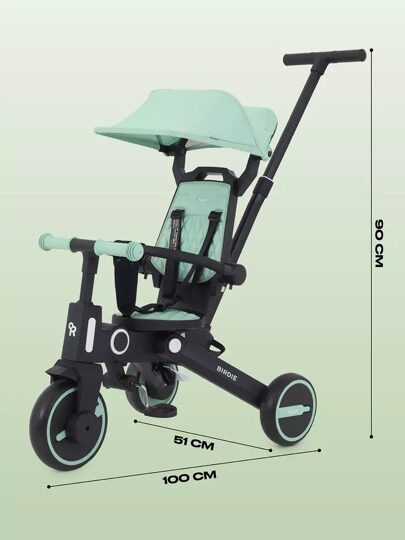Детский трехколесный велосипед с ручкой Rant Birdie RB202 / Mint