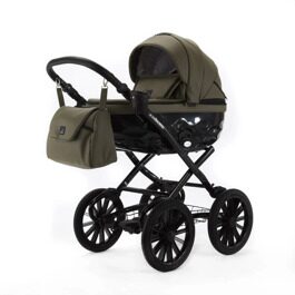 Коляска Adamex Chantal Retro Eco (Deluxe) 2 в 1 100% экокожа SA21 ХАКИ