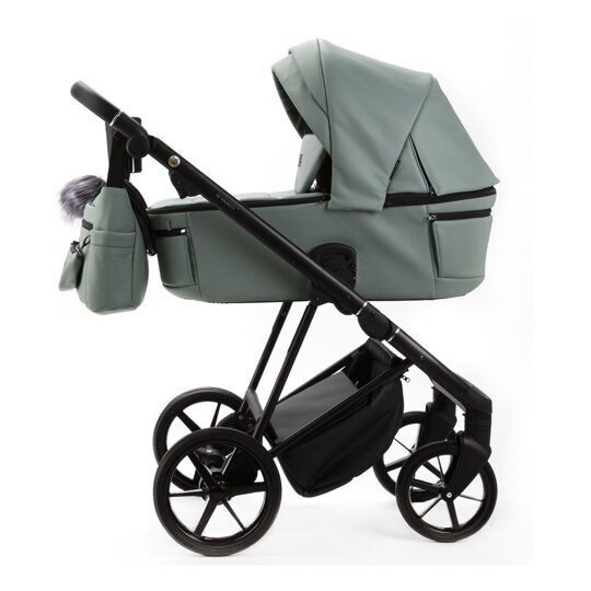 Коляска Adamex Vasco Deluxe 3 в 1 / V-SA20 Серо-зеленая Экокожа