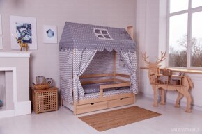 Кровать-домик подростковая Incanto Dream Home с ящиками / натуральный