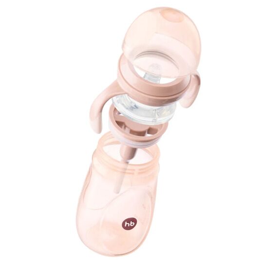 Антиколиковая бутылочка Happy Baby 0+ с ручками 10020 300 мл. / pink