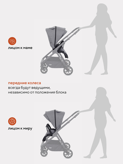 Коляска MOWBaby Move 2 в 1 / 2023 MB402 Grey