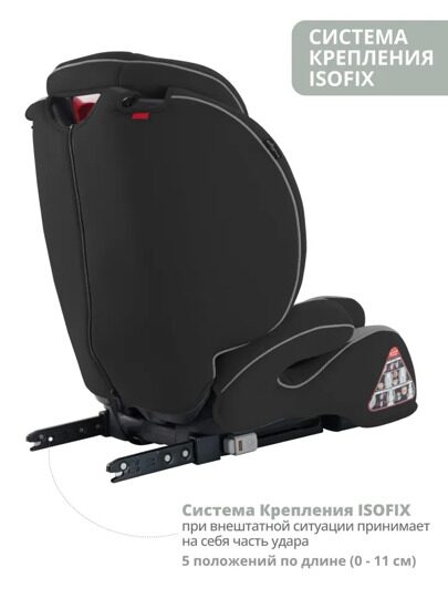 Автокресло Indigo WINNER ISOFIX 1+2+3 (9-36 кг) / YB706B черный-серый