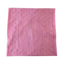 Одеяло-плед вязаный Mam-Baby Мишка 95*95 без наполнителя розовый