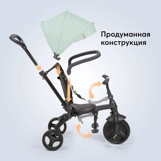 Детский трехколесный велосипед с ручкой Happy Baby MERCURY 50015 / sage